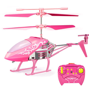 Remote Control Helicopter for Kids| Toys for Ages 5-7 8-10| Rc Helicopter Toys w/t LED Lights, 3.5 Channel, Gyro Stabilizer, Altitude Hold- Pink