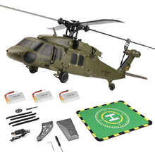 Load image into Gallery viewer, RC Military Helicopters for Adults, 2.4G 4CH Flybarless RC Helicopter with Adjustable Left and Right Hand Throttle (RTF Version)

