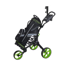 Load image into Gallery viewer, KVV 3 Wheel Foldable/Collapsible Golf Push Cart Ultra Lightweight Smallest Folding Size, New-Version Scorecard Holder Umbrella Holder Included(Black/Lime)
