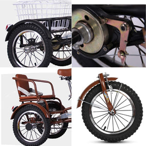 Adult Tricycle - 3 Wheel Bikes for Adults Shopping Tricycle for Adults 3 Wheel Bike Adult Seniors Tricycle 14 Inch Three-Wheeled