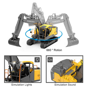 Remote Control Excavator 1/16 Scale 3 in 1 RC Excavator Shovel Loader Digger Toy with 2 Tools,17 Channel Full Functional