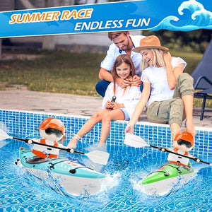 Kids RC Kayak Boat Toy,2.4 Ghz Remote Control Paddle Boat Toys, Toddler Water Racing Boat W/Light for Pools, Lake, Bathtub Summer Outdoor Water
