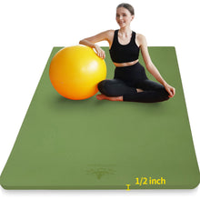 Load image into Gallery viewer, Hatha Yoga Large TPE Yoga Mat 6'x4'x1/2" Extra Thick Non-Slip Exercise Mat - for Yoga Pilates &amp; Home Gym Workouts(Green)
