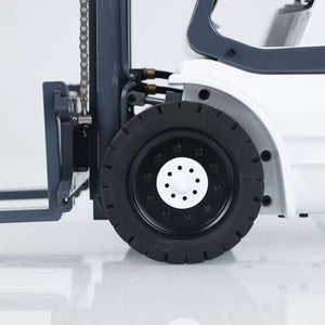Metal 1/14 RC Hydraulic Forklift Wheeled Transfer Car Hydraulic System RTR Construction Vehicles Motor (White and Grey)