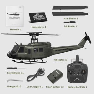 Helicopter - Huey Collectable Remote Control Helicopter with Auto-Hover for Adults, Beginners, 1/27 Scale, 2 Batteries