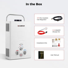 Load image into Gallery viewer, CAMPLUX Propane Portable Water Heater 1.58 GPM, On Demand Tankless Water Heater Gas, White,BW158
