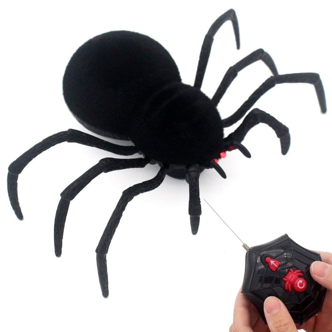 RC Spider Remote Control Tarantula Realistic Animal Crawlers Scary Kids Halloween Christmas Prank Gag Toys Birthday Gifts (Black Hair)