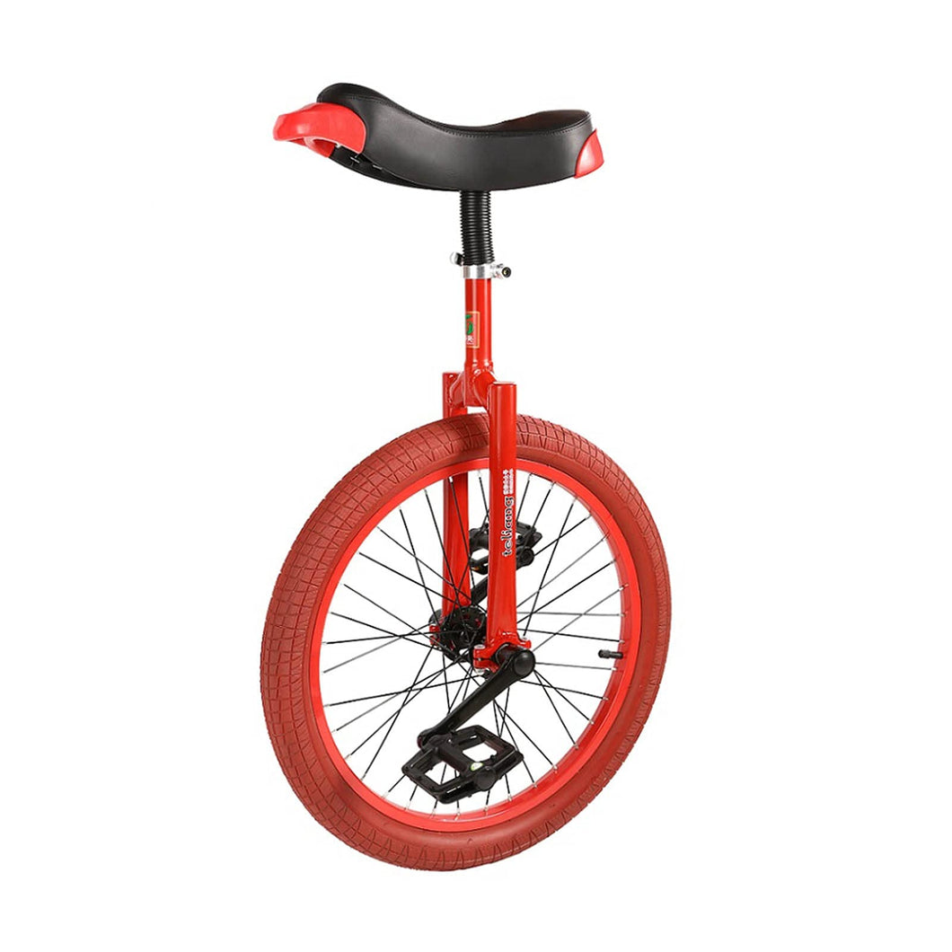 Red Unicycles for Adults Kids - Steel Frame, 20 Inch One Wheel Balance Bike for Teens Men Woman Boy Rider, Mountain Outdoor
