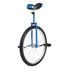 Load image into Gallery viewer, 24 Inch Unicycle with Manganese Steel Frame, Leakproof Tire, Adjustable Seat, Curved PU Seat, Mute Bearing, Exercise Bicycle (Blue)
