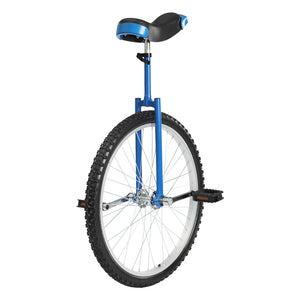 24 Inch Unicycle with Manganese Steel Frame, Leakproof Tire, Adjustable Seat, Curved PU Seat, Mute Bearing, Exercise Bicycle (Blue)