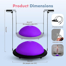 Load image into Gallery viewer, kisnbld Half Balance Ball Trainer, Inflatable 19/23 Inch Half Exercise Ball with Resistance Bands -Purple
