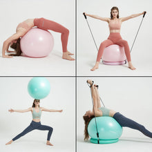 Load image into Gallery viewer, NEUMEE Yoga Ball Chair with 65cm Exercise Ball &amp; 2 Resistance Bands, Stability Base for Home Office, Yoga, Pilates &amp; Fitness, Balance Ball for Posture, Core Strength &amp; Low Impact Workouts (Teal)
