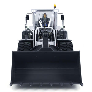 1/14 RC Hydraulic Loader for 580 RC Construction Vehicle 4-Way Reversing Valve Sound Light ST8 Radio Controller(White-with-Smoke)