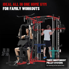 Load image into Gallery viewer, FAGUS H All in One Home Gym System Workout Station with Adjustable Weight Bench- Red
