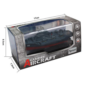 Military Remote Control Aircraft Carrier Model RC Boat Ship Speedboat Yacht Electric Water Toy - Blue (2.4G, No Antenna)