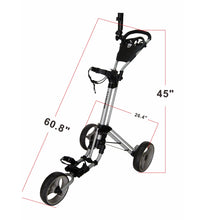 Load image into Gallery viewer, Qwik-Fold 3-Wheel Golf Push Cart with Foot Brake - Silver
