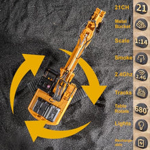 Load image into Gallery viewer, 21CH Alloy RC Track Excavator 1/14, Steam Crawler Metal Bucket Construction Vehicle Model, Smoke Sound Lights
