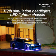 Load image into Gallery viewer, Turbo Racing 1:76 Scale Drift RC Car with Gyro Mini Full Proportional RTR 2.4GHZ Remote Control with 2 Replaceable Body Shell
