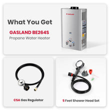 Load image into Gallery viewer, GASLAND 2.64GPM Tankless Water Heater Propane 10L, Outdoor Propane Camping Hot Water Heater, Overheating Protection,Instant Hot Water Heater for RV Cabin Barn Camping Boat, Silver, BE264S
