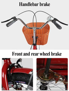 Folding Elderly Tricycle, Adult Rickshaw Pedal Tricycle, Leisure Vehicle,16inch Tandem Trike with Rear Seat (Black 16 in)