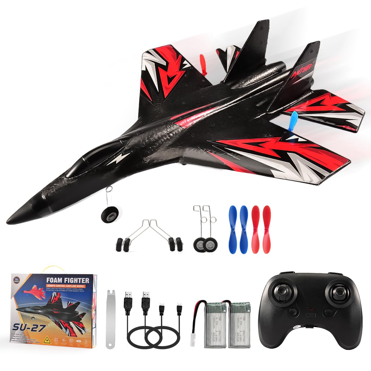 RC Airplane Ready to Fly Remote Control Airplane W/ 2 Batteries & 6-ax ...