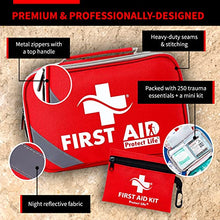 Load image into Gallery viewer, Protect Life Survival First Aid Kit for Home/Business, Camping Survival Kits | Mini Travel First Aid Kit | Camping Equipment | Small Kits for Car | Outdoor Emergency Survivals Pack - 250pcs
