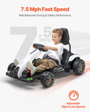 Load image into Gallery viewer, Electric Go Kart, 24V 9Ah Battery-Powered, 7.5 MPH High-Speed Drifting, Black and White

