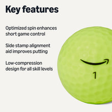 Load image into Gallery viewer, Amazon Basics Core Soft Golf Balls, Low Compression, Side Stamp Alignment, 12-Pack, Yellow
