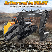 Load image into Gallery viewer, DOUBLE E Volvo RC Excavator 17 Channel 3 in 1 Construction Toys, 17 Channel Remote Control Vehicles Tractor Sandbox Toys Digger with Metal Shovel Drill Grab RC Truck for Kids Adults
