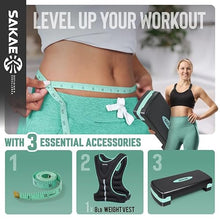 Load image into Gallery viewer, Step Aerobics Platform Set with Weighted Vest &amp; Measuring Tape-Green Black
