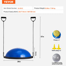 Load image into Gallery viewer, VEVOR 26-inch Half Exercise Ball Trainer, 1500 lbs Capacity Balance Ball, Includes Resistance Bands -Blue
