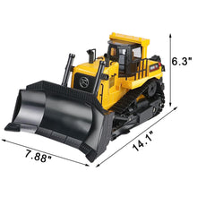 Load image into Gallery viewer, Remote Control Bulldozer 1/16 RC Front Loader Tractor Toy 2.4Ghz RC Construction Vehicles RC Dozer Toys for Boys Adults, 9 Channel Track Dozer

