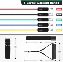 Load image into Gallery viewer, WHATAFIT Resistance Bands, Exercise Bands，Resistance Bands for Working Out, Work Out Bands with Handles for Men and Women Fitness, Strength Training Home Gym Equipment
