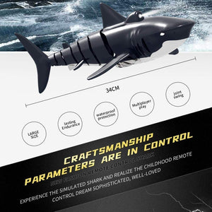 2.4G Remote Control Shark Toy 1:18 Scale High Simulation Shark for Swimming Pool Bathroom - Great Gift RC Boat Toys
