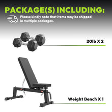 Load image into Gallery viewer, HANDBODE Adjustable Weight Bench for Full Body Workout, 1300 lb Weight Capacity Bench Press Bench of Home Gym Strength Training, Incline Upright Flat Utility Workout Bench with 20 lb Dumbbells
