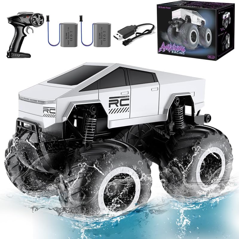 Remote Control Car,1:16 Waterproofing Cyber Truck Remote Control Car, Amphibious Monster Truck Toys, Rechargeable RC Car