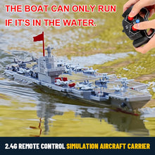 Load image into Gallery viewer, RC Boats for Kids 8-12, 16-inch Warship Battleship Aircraft Carrier with 2 Rechargeable Batteries, 15mph High Speed Remote Control Military Ship
