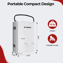 Load image into Gallery viewer, CAMPLUX Portable Propane Water Heater &amp; Pump Kit, 1.32 GPM Tankless Gas Shower System with 12V Pump, Long Power Cables &amp; Extension Hoses, Instant Hot Water for Off-Grid Camping, RV, AY132P43, White
