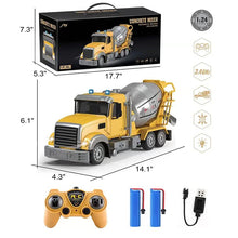 Load image into Gallery viewer, RC Cement Mixer Toy Truck for Boys - 6 Channel Remote Control Construction Toys with 2 Rechargeable Batteries
