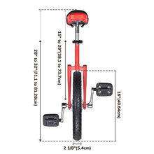 Load image into Gallery viewer, 16&quot; Inch Wheel Unicycle Leakproof Butyl Tire Wheel Cycling Outdoor Sports Fitness Exercise Health Red
