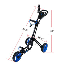 Load image into Gallery viewer, Qwik Fold 3 Wheel Push Pull Golf Cart - Black/Blue
