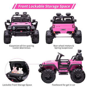 24V Kids Ride on 2 Seaters Electric Car with Remote Control, 2*120W Motors Battery Powered 20" Extra Large Seats+15.5" XL (Pink)
