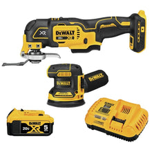 Load image into Gallery viewer, DEWALT 20V MAX Orbital Sander and Oscillating Tool, Cordless Woodworking 2-Tool Set with 5ah Battery and Charger (DCK202P1)
