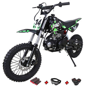 110cc Dirt Bike Pit Kids Pitbike 110 with Gloves, Goggle and Handgrip (Black)