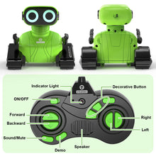 Load image into Gallery viewer, Robot Toys, Remote Control Robot Toy, RC Robots for Kids with LED Eyes, Flexible Head &amp; Arms, Dance Moves and Music (Green)
