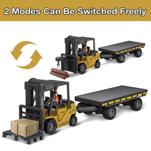 Load image into Gallery viewer, Remote Control Forklift with Flatbed Truck, 11 Channel RC Forklifts with Spray, Cool Lights &amp; Sound, 2 in 1 Lift Fork &amp; Hook, Crane Construction Toys

