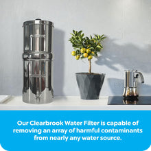Load image into Gallery viewer, Clearbrook Water Filter 12L, Portable Gravity-Fed System, No Electricity Needed, for Travel, Camping, and Emergency Use, Includes 2 Filters, Serves 3 People, 1.5-Gallon Capacity

