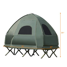 Load image into Gallery viewer, Double Tent Bed, Portable Camping Tent with Air Mattress and Pillow, Folding Camping Cot of Metal Frame, Double Sleep Bag with Polyester Canopy, for Outdoor Family Camping Picnic - Military Green
