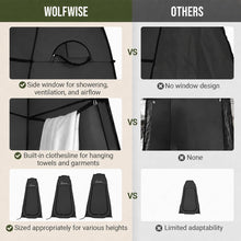 Load image into Gallery viewer, Wolfwise Pop Up Shower Tent for Camping Essentials, Portable Instant Changing Tent with Ventilation Window &amp; Carry Bag, Privacy Dressing Room Bathroom Toilet for Beach &amp; Outdoor, Spacious, Black
