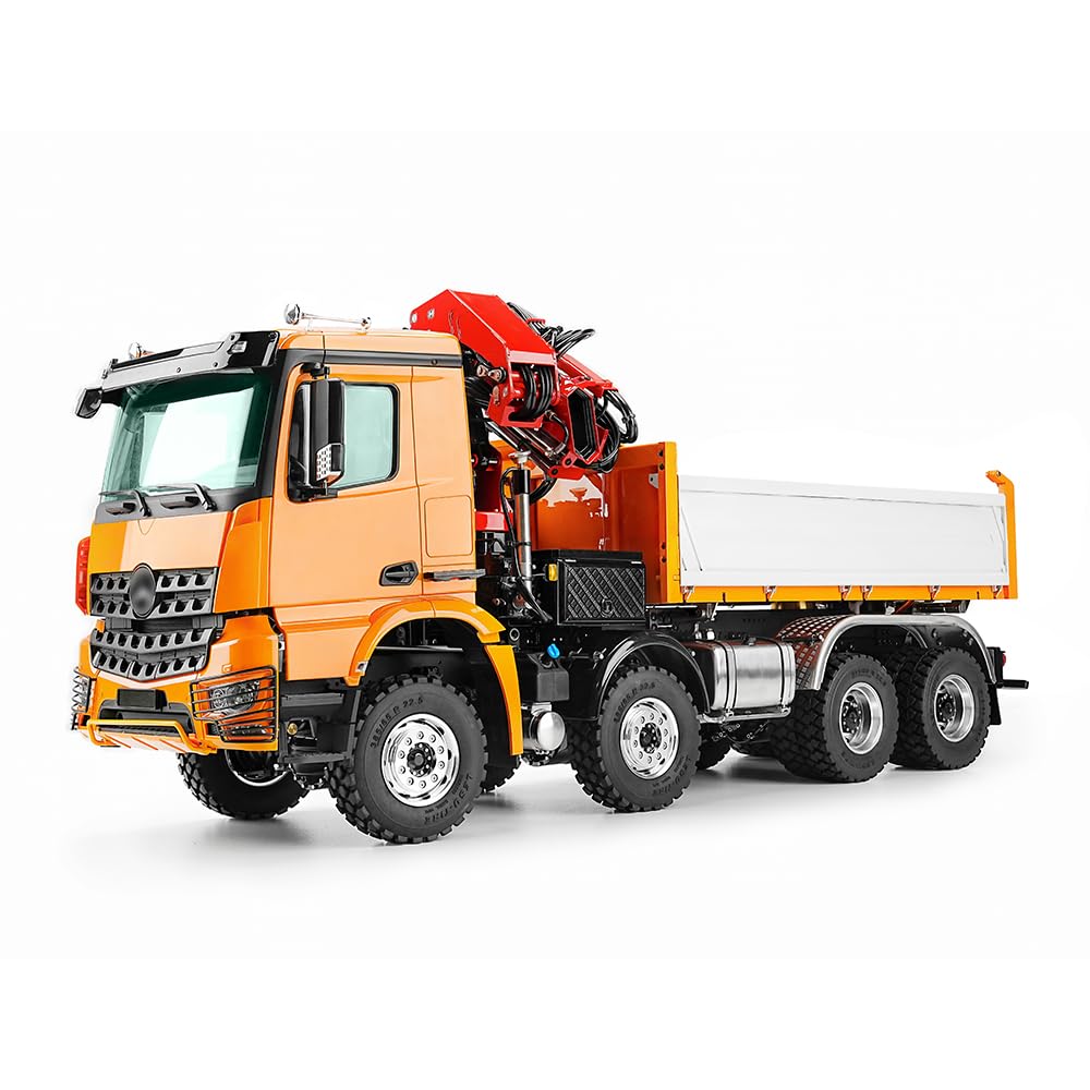 1/14 8X8 3348 RC Hydraulic Dump Truck 3-Ways Remote Control Crane Tipper 2Speed Gearbox Light Sound System